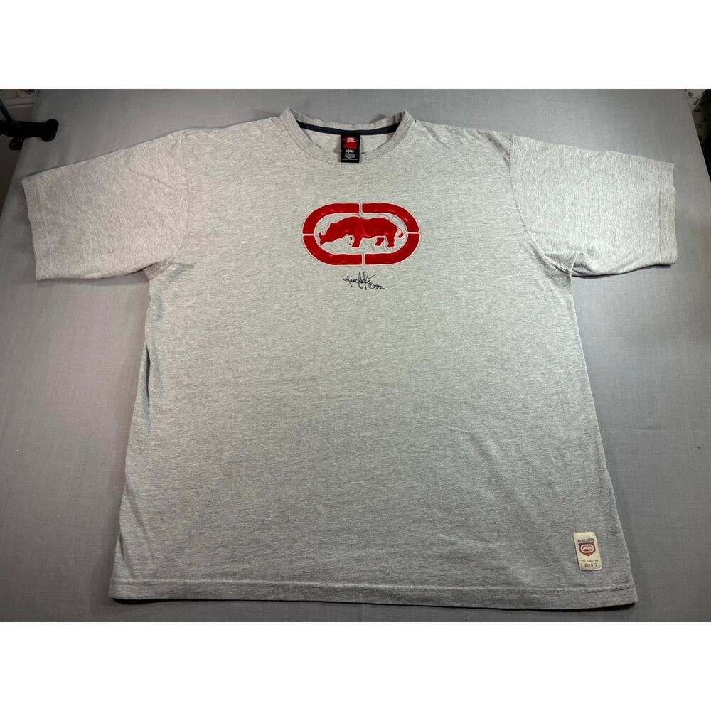 Ecko Unltd Graphic T Shirt Mens XXL Gray Short Sleeve Rhino Logo Marc Ecko Tee